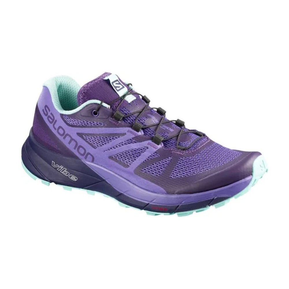 Salomon Trail Running Shoes Womens 7.5 Purple Vibe Sense Ride Ortholite